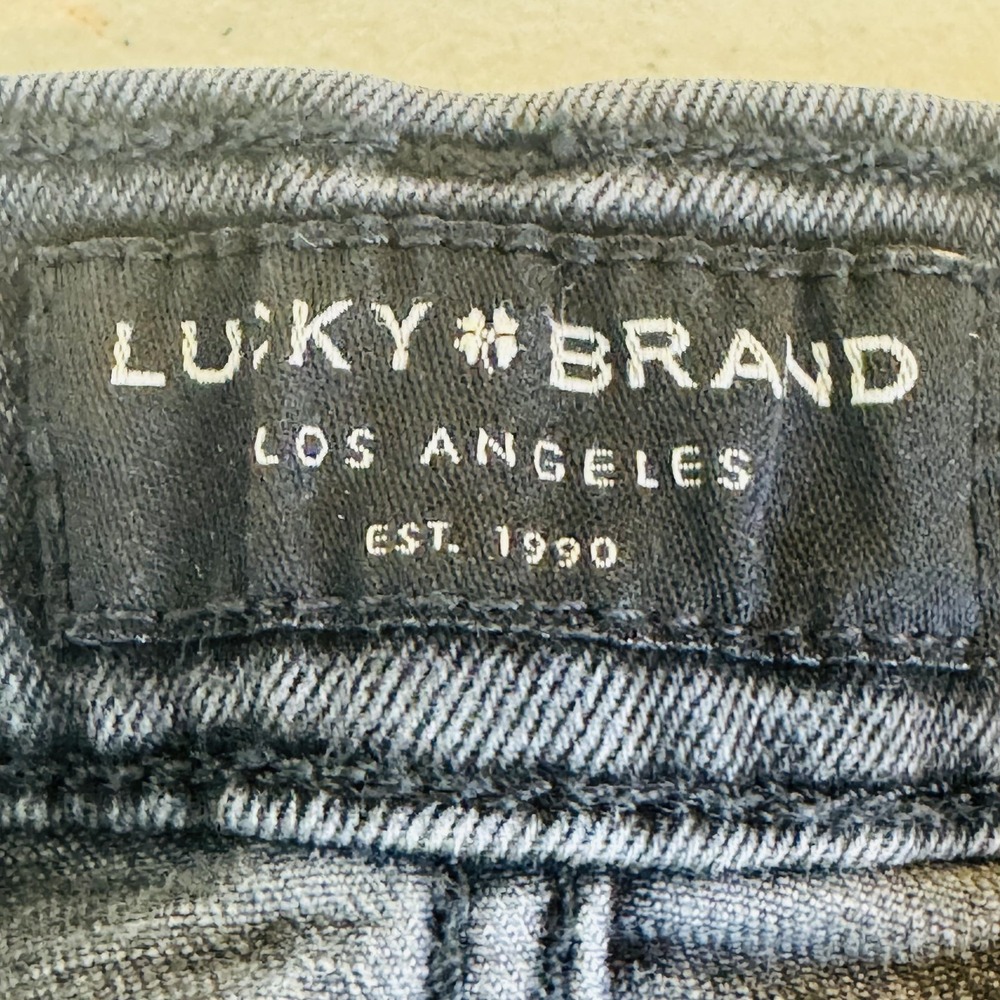 Lucky Brand 110 Slim Jeans Mens 36x32 Gray Charcoal Wash Slim Skinny Zip Fly - Picture 13 of 16